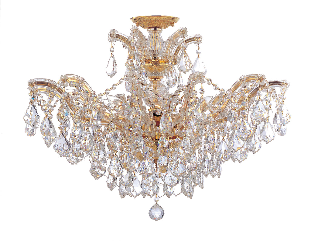 6 Light Gold Crystal Ceiling Mount Draped In Clear Hand Cut Crystal - C193-4439-GD-CL-MWP_CEILING