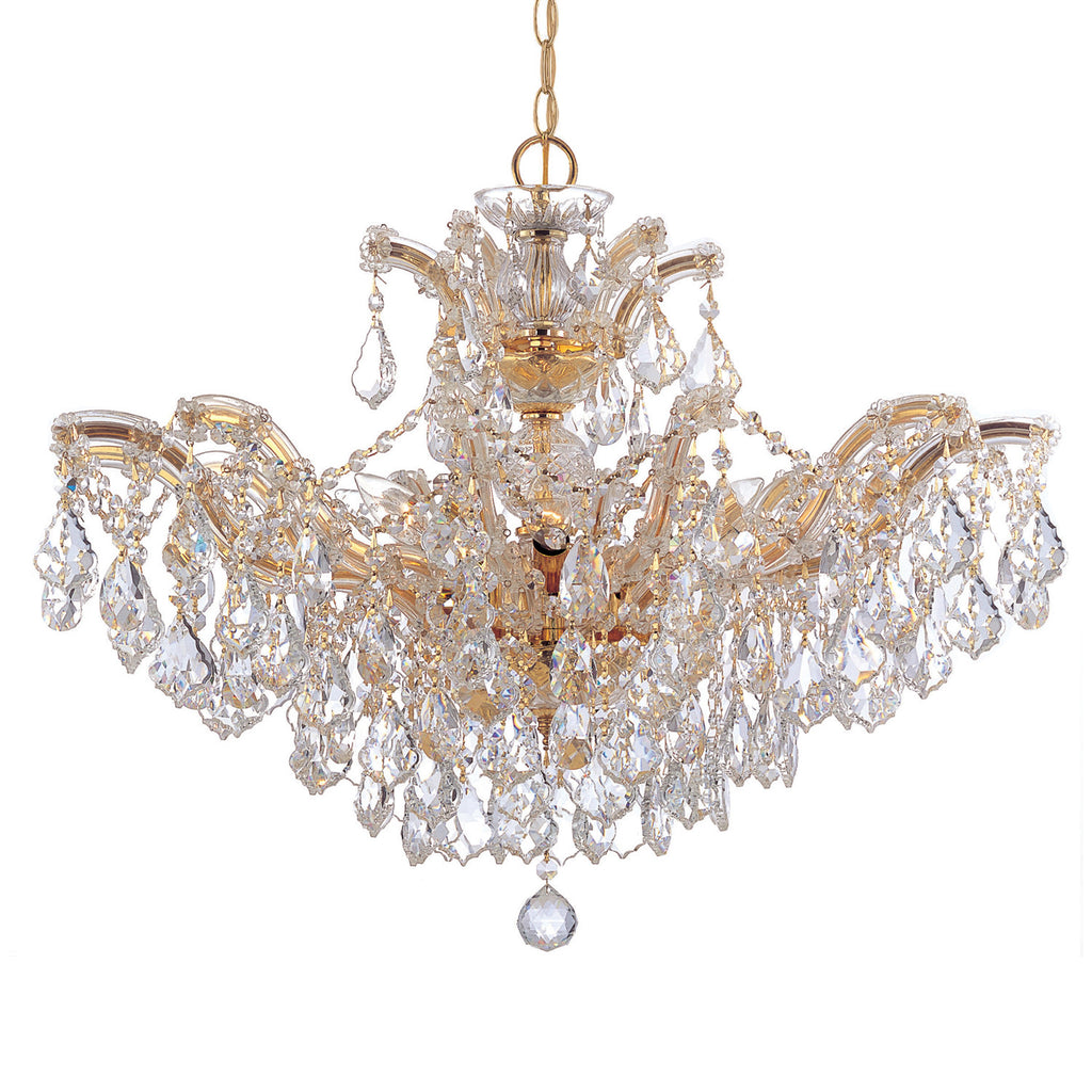6 Light Gold Crystal Chandelier Draped In Clear Hand Cut Crystal - C193-4439-GD-CL-MWP