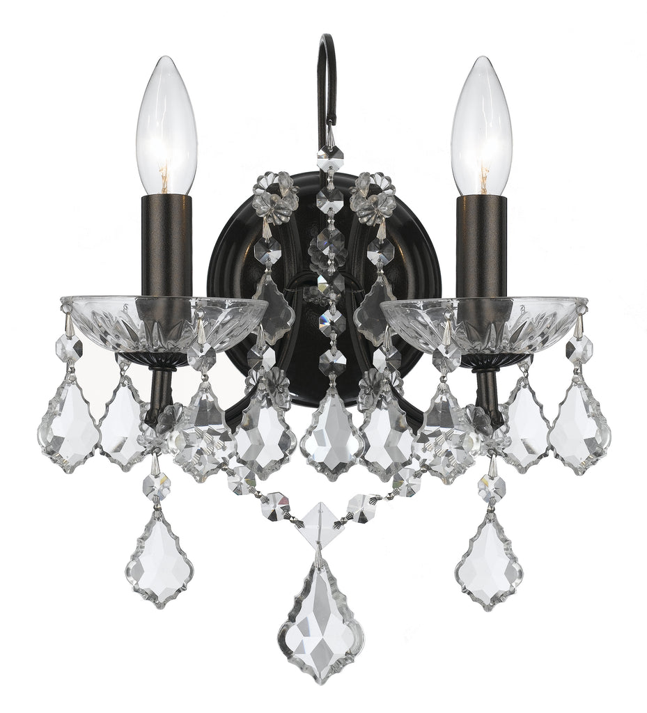 2 Light Vibrant Bronze Modern Sconce Draped In Clear Hand Cut Crystal - C193-4452-VZ-CL-MWP