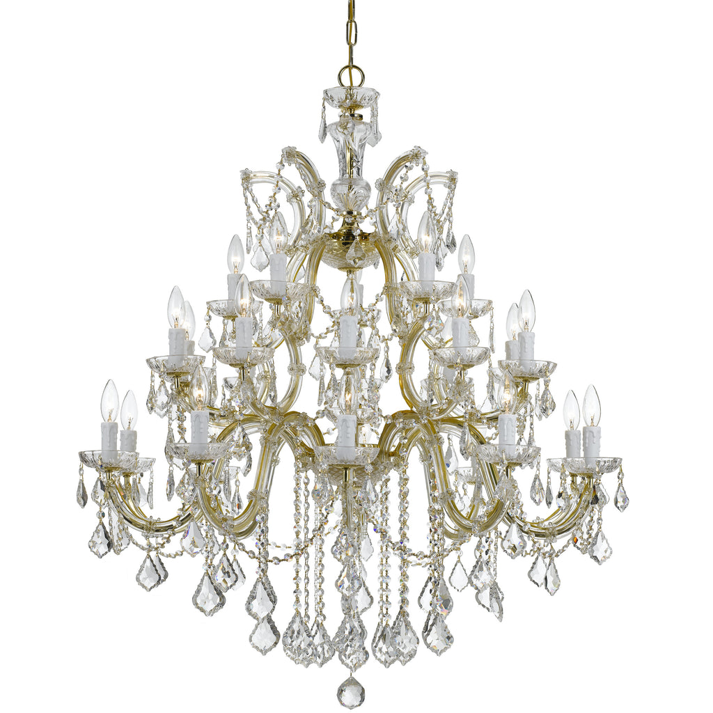 26 Light Gold Crystal Chandelier Draped In Clear Hand Cut Crystal - C193-4470-GD-CL-MWP
