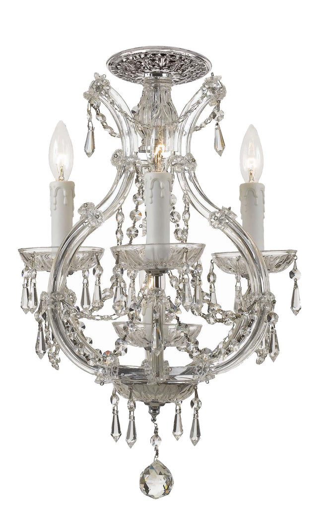 4 Light Polished Chrome Crystal Ceiling Mount Draped In Clear Swarovski Strass Crystal - C193-4473-CH-CL-S_CEILING