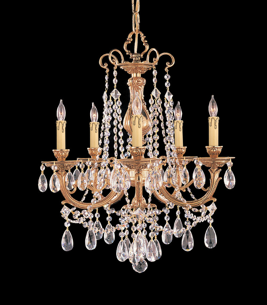 5 Light Olde Brass Crystal Chandelier Draped In Clear Spectra Crystal - C193-475-OB-CL-SAQ