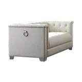 Set 2 - Chaviano Tufted Upholstered Sofa + Loveseat Pearl White - D300-10056