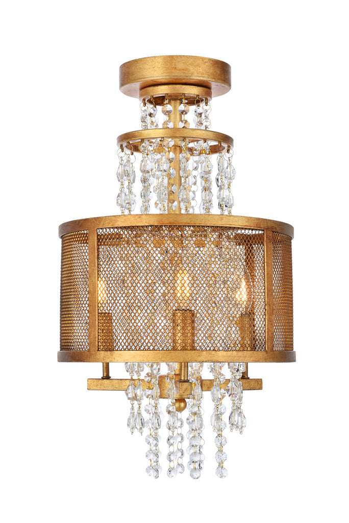 ZC121-1540F12GI - Regency Lighting: Legacy 3 light Golden Iron Flush mount Clear Royal Cut Crystal