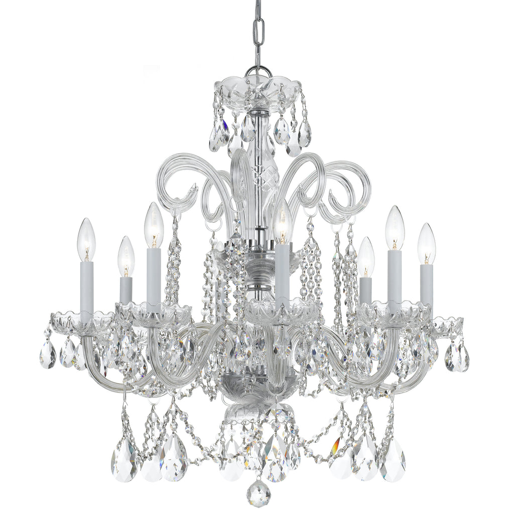 8 Light Polished Chrome Crystal Chandelier Draped In Clear Swarovski Strass Crystal - C193-5008-CH-CL-S