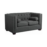 Set of 2 - Cairns Tuxedo Arm Tufted Sofa + Loveseat Charcoal - D300-10042