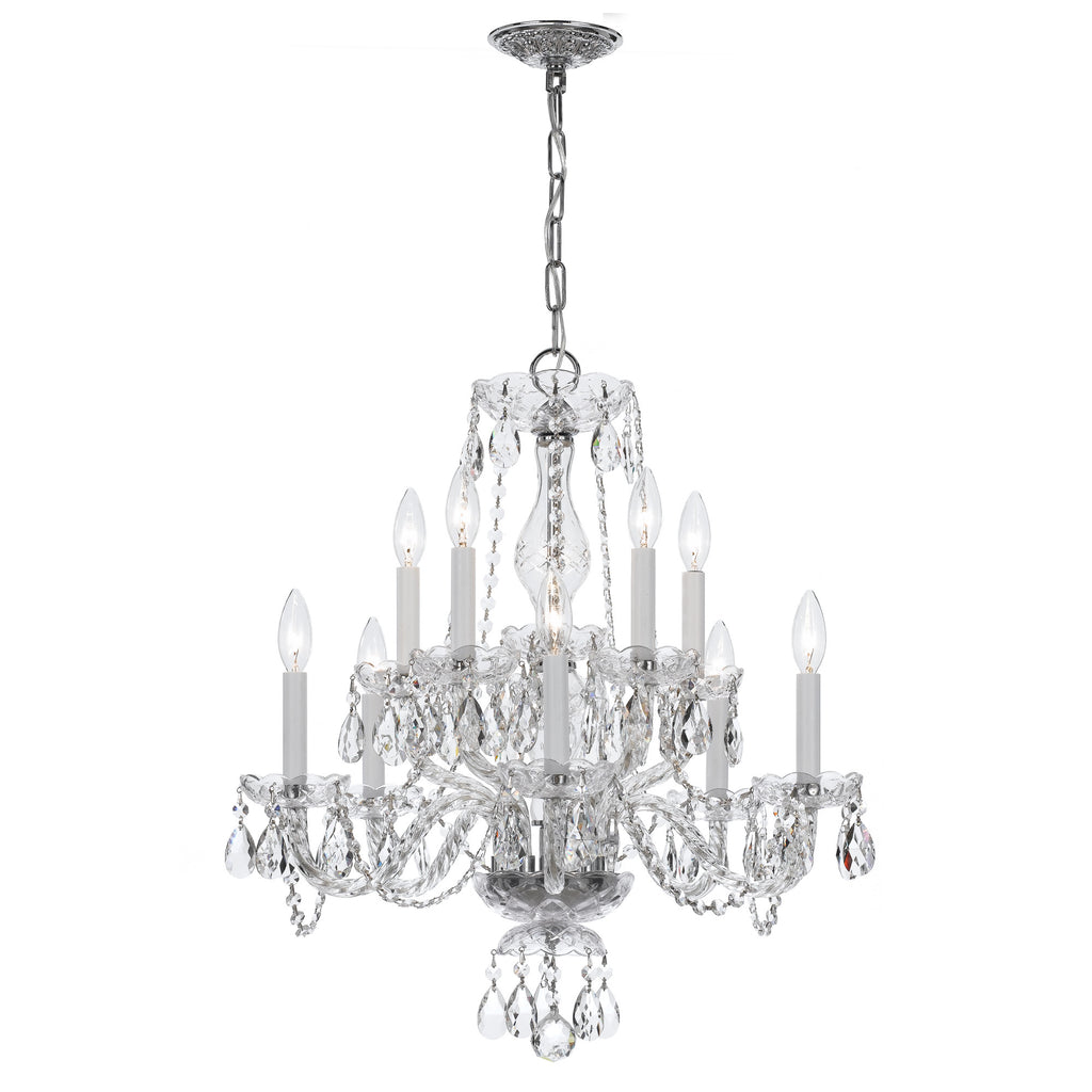 10 Light Polished Chrome Crystal Chandelier Draped In Clear Spectra Crystal - C193-5080-CH-CL-SAQ