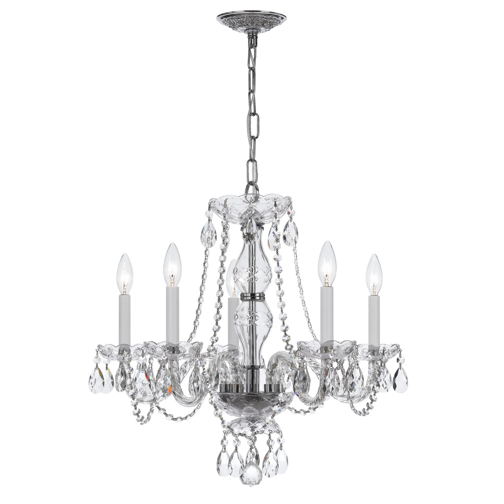 5 Light Polished Chrome Crystal Chandelier Draped In Clear Spectra Crystal - C193-5085-CH-CL-SAQ