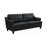 Set of 2 - Freeport Tufted Upholstered Sofa + Loveseat Black - D300-10077