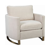 Set of 3 - Corliss Upholstered Arched Arms Sofa + Loveseat + Chair Beige - D300-10086