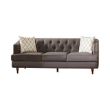 Set of 2 - Shelby Recessed Arms And Tufted Tight Back Sofa + Loveseat Grey And Brown - D300-10091