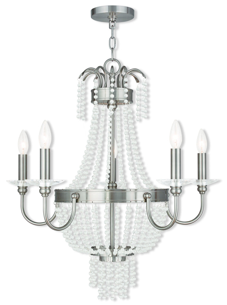 Livex Valentina 5 Light Brushed Nickel Chandelier - C185-51845-91