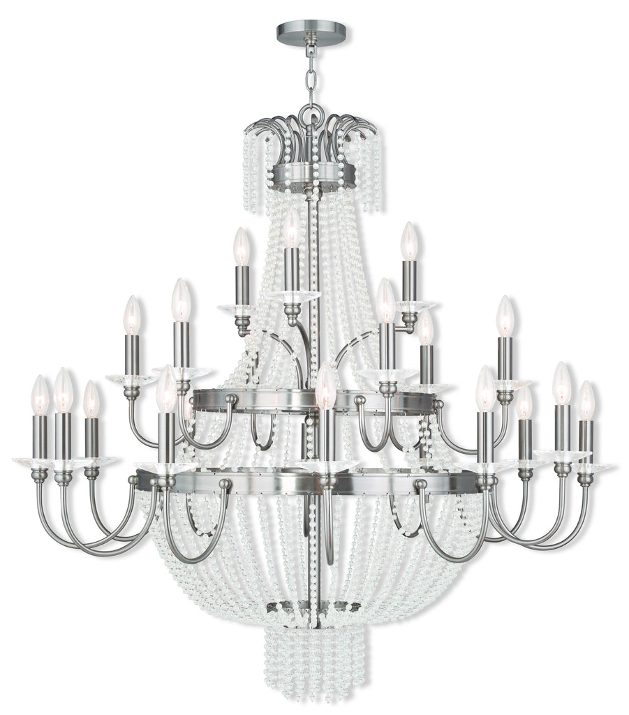 Livex Valentina 21 Light Brushed Nickel Foyer Chandelier - C185-51877-91