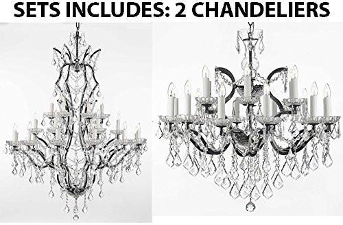 Set Of 2 - 1 19Th C. Baroque Iron & Crystal Chandelier Lighting H 52" X W 41" And 1 19Th C. Baroque Iron & Crystal Chandelier Lighting H 28" X W 30" - 1 Ea 996/25 + 1 Ea 995/18 A500-