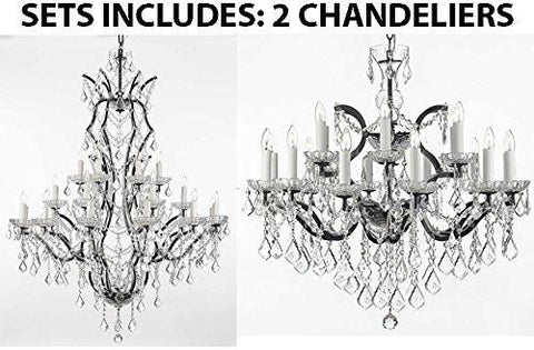 Set Of 2 - 1 19Th C. Baroque Iron & Crystal Chandelier Lighting H 52" X W 41" And 1 19Th C. Baroque Iron & Crystal Chandelier Lighting H 28" X W 30" - 1 Ea 996/25 + 1 Ea 995/18 A500-