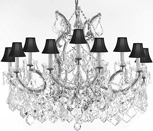 Maria Theresa Chandelier Crystal Lighting Chandeliers Lights Fixture Pendant Ceiling Lamp For Dining Room Entryway Living Room With Large Luxe Diamond Cut Crystals H28" X W37" - A83-Cs/B89/21510/15+1-Blackshadesdc