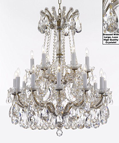 Maria Theresa Chandelier Crystal Lighting Fixture Pendant Ceiling Lamp With Large Luxe Diamond Cut Crystals H30" X W28" -Good For Dining Room Foyer Entryway Family Living Room - A83-Cg/B90/152/18Dc