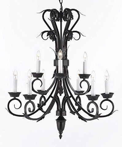 Wrought Iron Chandelier H 30" W 26" 9 Lights - A84-724/6+3