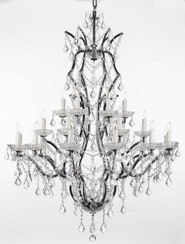 Nineteenth C. Baroque Iron & Crystal Chandelier Lighting H 52" X W 41" - A83-996/25