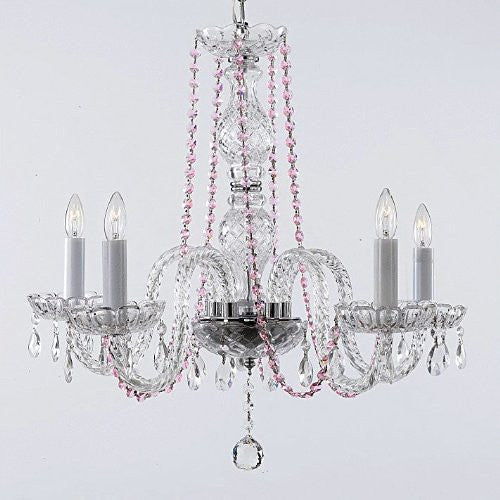 Crystal Chandelier Lighting With Pink Color Crystal - A46-Pinkb1/384/5
