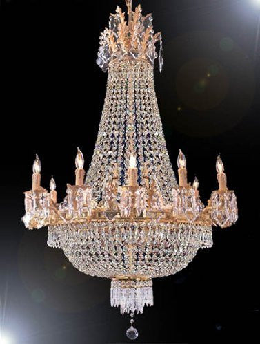 Swarovski Crystal Trimmed Chandelier French Empire Crystal Chandelier H32" X W25" - A93-1280/8+4Sw