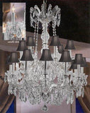Maria Theresa Crystal Chandelier W/ Swarovski Crystal Chandeliers Lighting With Black Shades 30"X28" - A500-Sc/Blackshades/Silver/152/18Sw