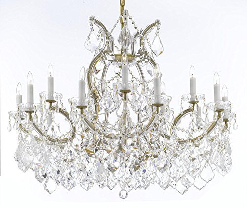 Maria Theresa Chandelier Crystal Lighting Chandeliers Lights Fixture Pendant Ceiling Lamp For Dining Room Entryway Living Room With Large Luxe Diamond Cut Crystals H28" X W37" - A83-B89/21510/15+1Dc