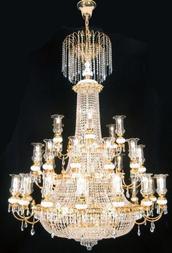 Swarovski Crystal Trimmed Chandelier French Empire Crystal Chandelier Lighting Gold W56" X H76" - A81-519/56Sw