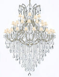 Maria Theresa Crystal Chandelier Trimmed With Spectratm Crystal And White Shade - Reliable Crystal Quality By Swarovski - Gb104-Gold/Whiteshade/B13/2756/36+1Sw