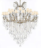 Crystal Chandelier Lighting Chandeliers H59" X W46" Great for The Foyer, Entry Way, Living Room, Family Room and More! w/White Shades - A83-B12/WHITESHADES/2MT/24+1