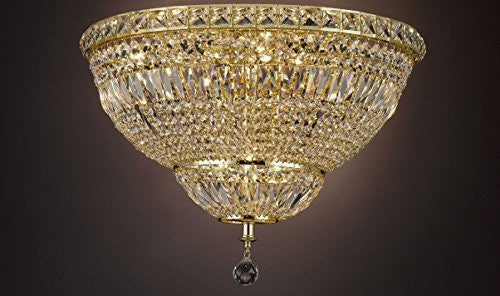 French Empire Empress Crystal(Tm) Flush Basket Chandelier Lighting H 13" W 24" - Cjd-Flush/Cg/2174/24