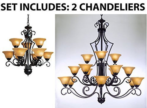 Set Of 2 - 1 For Entryway/Foyer And 1 For Dining Room Wrought Iron Chandelier - 1Ea451/9+1Ea451/15