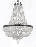 Swarovski Crystal Trimmed French Empire Chandelier H30" X W24" With Dark Antique Finish Good For Dining Room Foyer Entryway Family Room And More - F93-Cb/870/9Sw