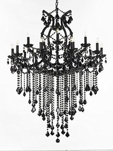 Jet Black Chandelier Crystal Lighting Chandeliers 37X50 - A500-B12/BLACK/21510/15+1