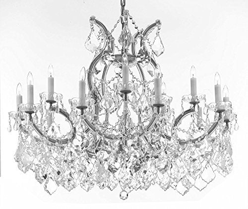 Maria Theresa Chandelier Crystal Lighting Chandeliers Lights Fixture Pendant Ceiling Lamp For Dining Room Entryway Living Room With Large Luxe Diamond Cut Crystals H28" X W37" - A83-Cs/B89/21510/15+1Dc