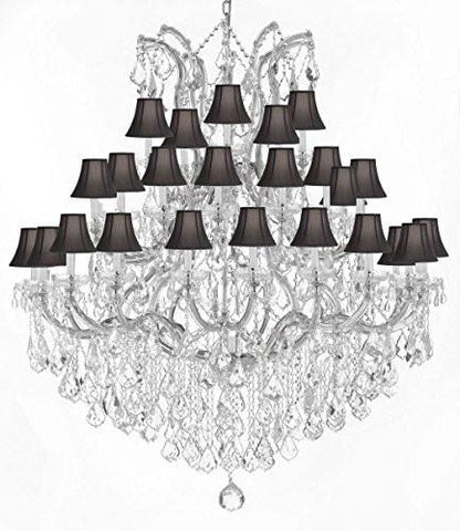 Large Foyer / Entryway Maria Theresa Empress Crystal (Tm) Chandelier Lighting W/Black Shade H 60" W 52" - A500-Silver/Blackshade/B12/2756/36+1