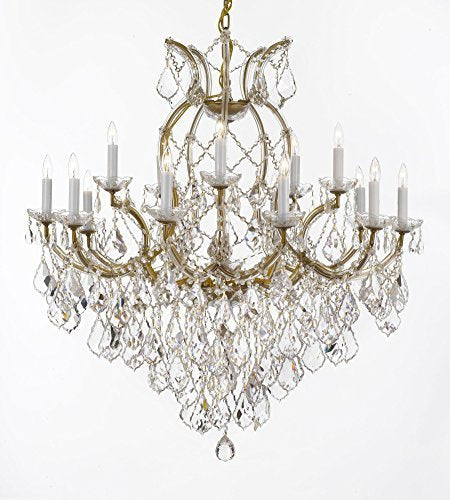 Maria Theresa Chandelier Crystal Lighting Fixture Pendant Ceiling Lamp For Dining Room Entryway Living Room Dressed With Large Luxe Diamond Cut Crystals H38" X W37" - A83-B90/21510/15+1Dc