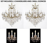 Set Of 4 - 2 Maria Theresa Chandelier Crystal Lighting H38" X W37" And 2 Wall Sconce Crystal Lighting H14" x W11.5" Trimmed With Spectra (Tm) Crystal - Reliable Crystal Quality By Swarovski - 2Ea 1/21510/15+1 + 2Ea CG/2813/3Sw
