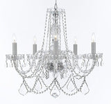 Swarovski Crystal Trimmed Murano Venetian Style Chandelier Crystal Lights Fixture Pendant Ceiling Lamp for Dining Room, Bedroom, Entryway , Living Room - With Large, Luxe Crystals! H25" X W24" - A46-B94/B89/384/5SW