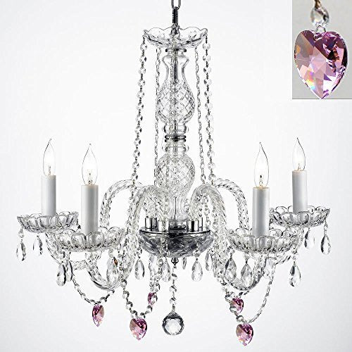 Authentic Empress Crystal(Tm) Chandelier With Crystal Hearts H25" X W24" - G46-B21/384/5