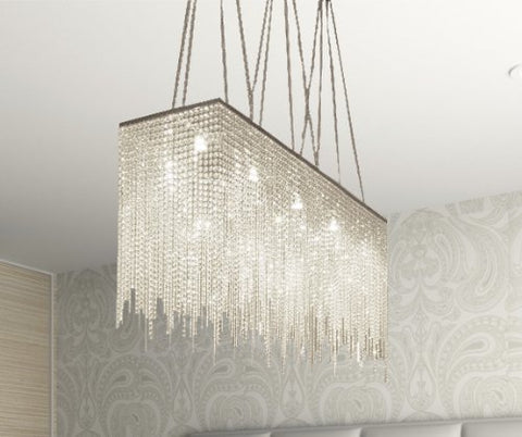 Swarovski Crystal Trimmed 10 Light Modern / Contemporary Dining Room Chandelier Rectangular Chandeliers Lighting! 28" x 36" - G902-1114/10SW