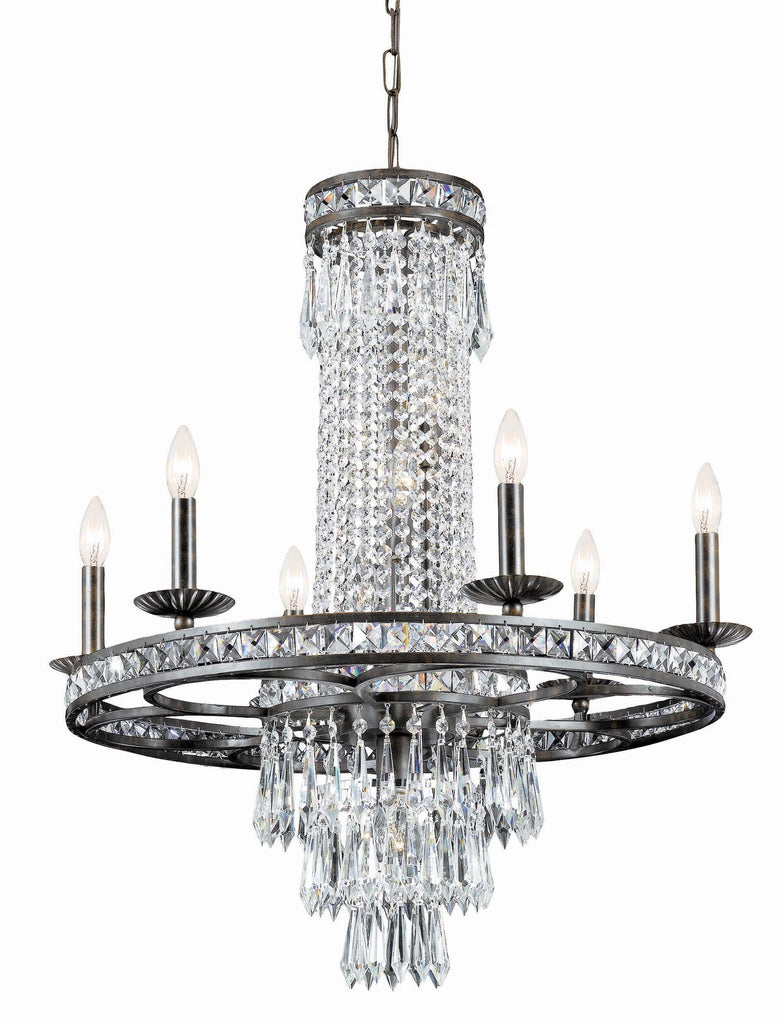 10 Light English Bronze Crystal Chandelier Draped In Clear Hand Cut Crystal - C193-5266-EB-CL-MWP