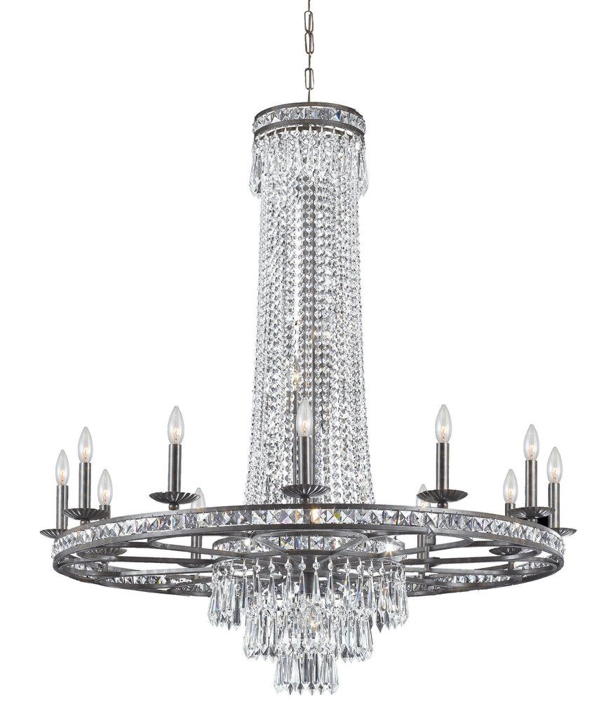 16 Light English Bronze Crystal Chandelier Draped In Clear Hand Cut Crystal - C193-5269-EB-CL-MWP
