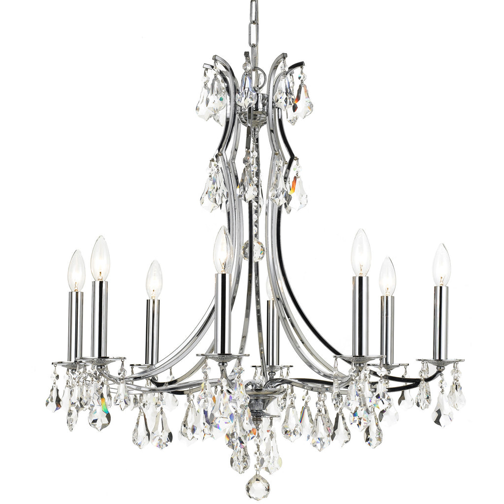 8 Light Polished Chrome Crystal Chandelier Draped In Clear Swarovski Strass Crystal - C193-5938-CH-CL-S