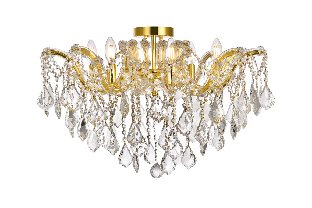 ZC121-2800F24G/EC - Regency Lighting: Maria Theresa 6 light Gold Flush Mount Clear Elegant Cut Crystal