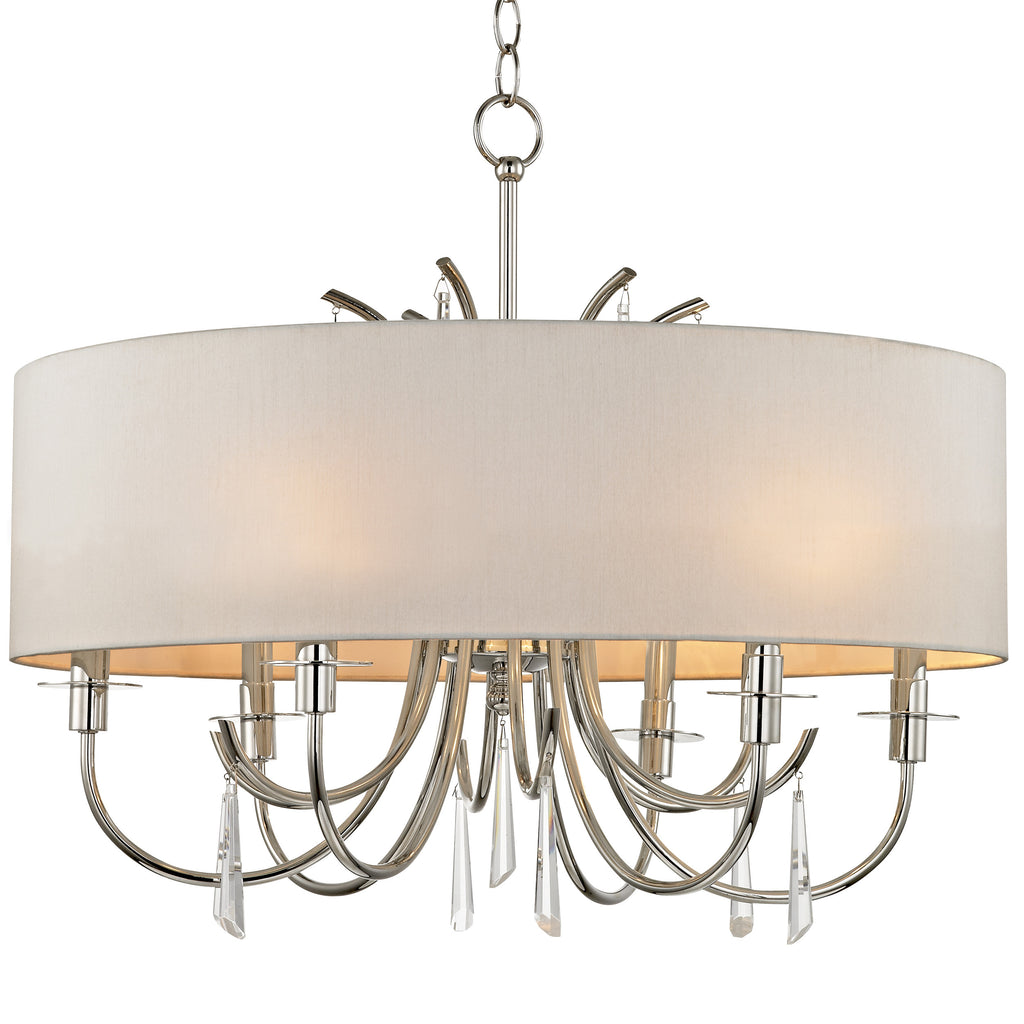 6 Light Polished Nickel Transitional  Modern Chandelier Draped In Clear Hand Cut Crystal - C193-6036-PN-CL-MWP