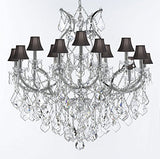 Swarovski Crystal Trimmed Chandelier Maria Theresa Chandelier Lighting Crystal Chandeliers H38 "X W37" Chrome Finish Great For The Dining Room Living Room Entryway / Foyer With Black Shades - J10-Sc/Blackshades/Chrome/26050/15+1Sw