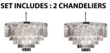 Set of 2 - Retro Palladium Crystal Glass Fringe Chandelier Chrome Finish H25 W33.5 - 2EA GB104-2164/18