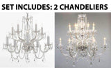 Set of 2-1 Chandelier Lighting Crystal Chandeliers H25 X W24 10 Lights and 1 Chandelier Lighting Crystal Chandeliers H27" X W32" - 1EA CS/1122/5+5 + 1EA 385/6+6