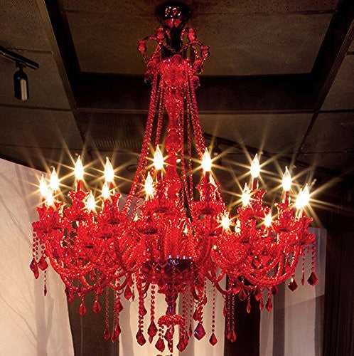 New Large Foyer / Entryway Ruby Red Crystal Chandelier Lighting 52X46 30 Lights - A46-RED/757/30